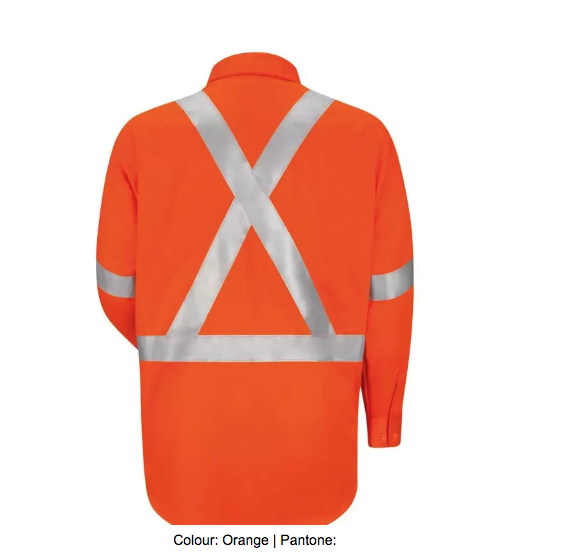 RED KAP® LONG SLEEVE COTTON DRESS SHIRT WITH CSA COMPLAINT REFLECTIVE TRIM - SC1SOR