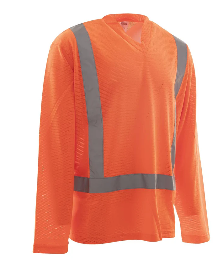 Forcefield Orange Poly Mesh Long Sleeve V-neck T-shirt - 3XL 022-MTMLSCSA