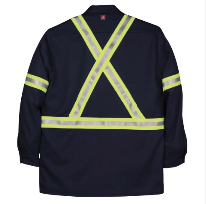 Big Bill® Flame Resistant Industrial Work Shirt with Reflective Tape - Navy - 235US9