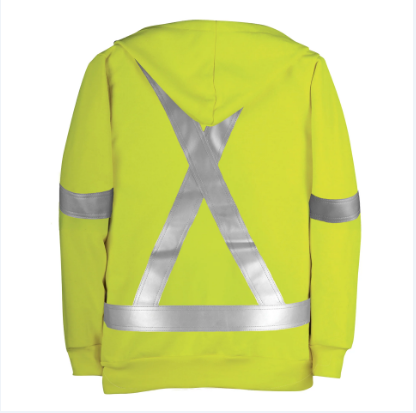 Big Bill® Hi-Vis Flame Resistant Wind Resistant Zip-Front Sweatshirt with Detachable Hood - Yellow - RT27WP11