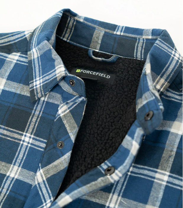 Forcefield Blue Plaid Sherpa-Lined Flannel Shirt Jacket 024-LC53QFSH-BU