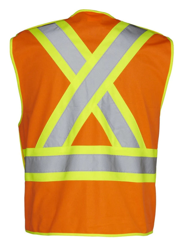 Forcefield 5-Point Tear-Away Hi Vis Traffic Safety Vest, Tricot Polyester, 3 Sizes 022-TV1