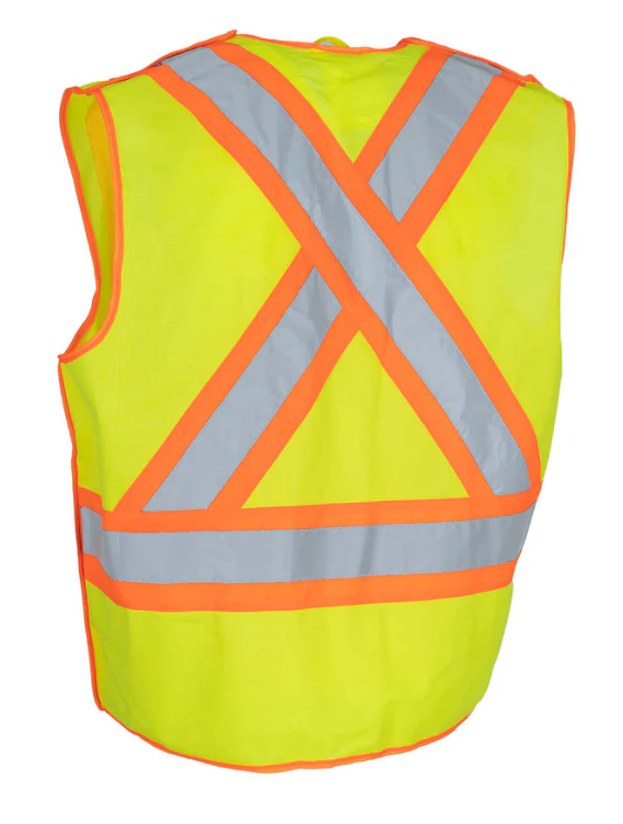Forcefield 5-Point Tear-Away Hi Vis Traffic Safety Vest, Tricot Polyester 022-TV2S