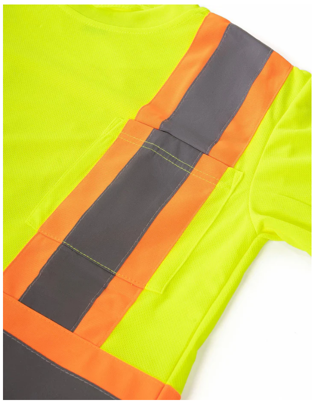 Forcefield Women's Hi Vis Crew Neck Long Sleeve Safety Tee Shirt with Chest Pocket 022-WCBECSALYLS