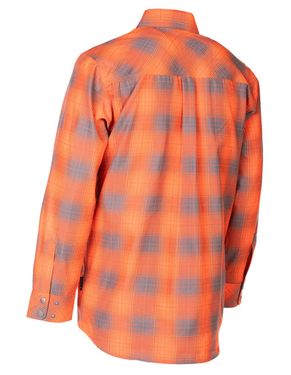 Forcefield Hi Vis Orange Shadow Plaid Unlined Flannel Shirt 024-LC43FS-SPORGY