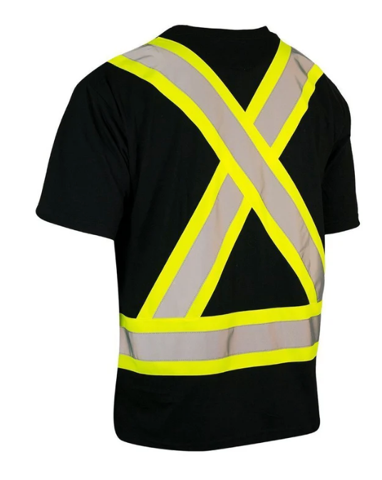 Forcefield Ultrasoft Hi Vis Crew Neck Short Sleeve Safety Tee Shirt with Chest Pocket 022-SXCBE
