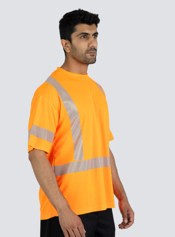 Forcefield Hi Vis Orange Crew Neck Short Sleeve Ultrasoft Technical Tee 022-SEGSBXOR