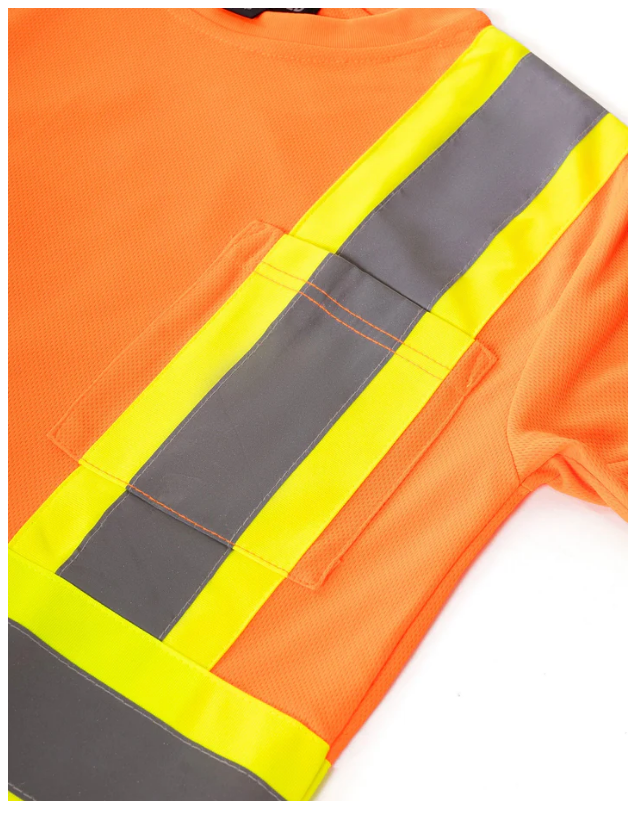 Forcefield Women's Hi Vis Crew Neck Short Sleeve Safety Tee Shirt with Chest Pocket 022-WCBECSA