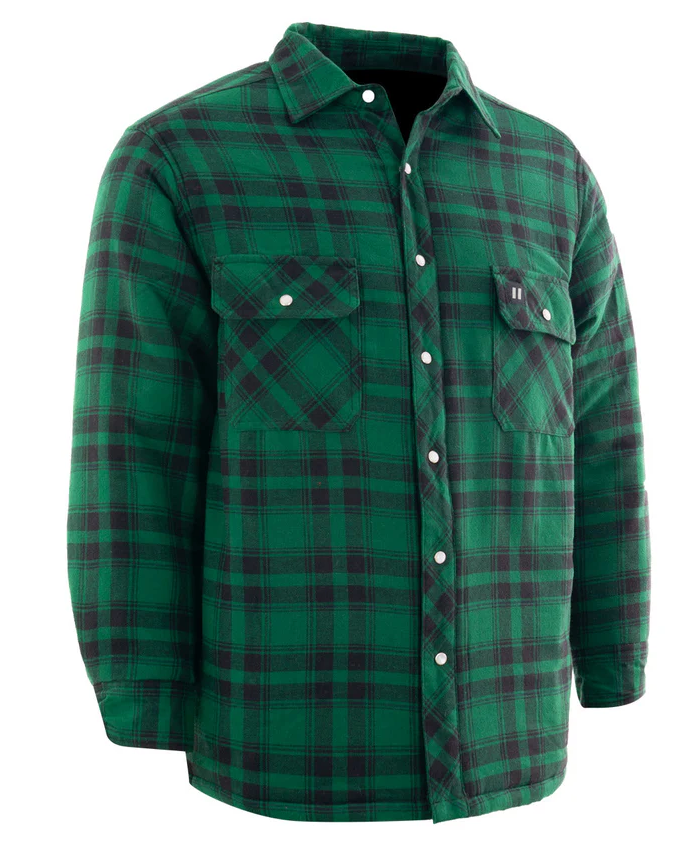 Forcefield Green Plaid Quilt-Lined Flannel Shirt Jacket 024-LC53QF-GR