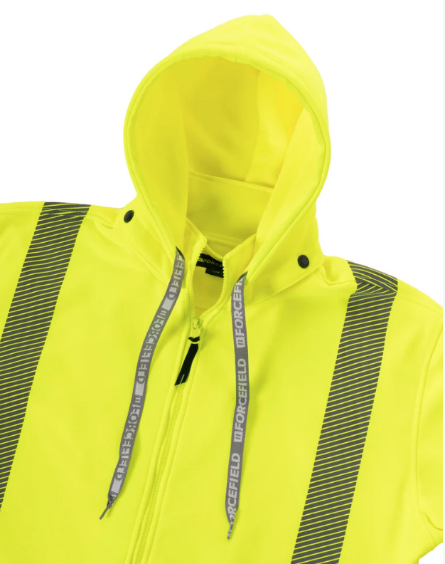Forcefield Hi Vis Safety Hoodie with Segmented Reflective Tape and Detachable Hood 024-P844SEG