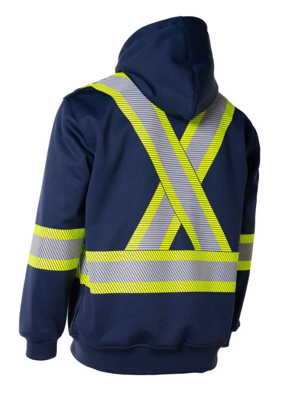 Forcefield Deluxe Hi Vis Safety Hoodie with Segmented Reflective Tape and Detachable Hood 024-P844SEG