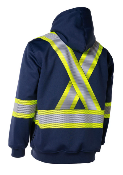 Forcefield Deluxe Hi Vis Safety Hoodie with Segmented Reflective Tape and Detachable Hood 024-P844SEG