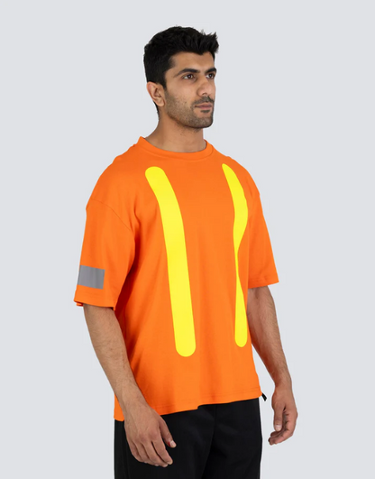 Forcefield Retro Safety Cotton Short Sleeve Tee With Reflective Arm Striping 022-RTROS
