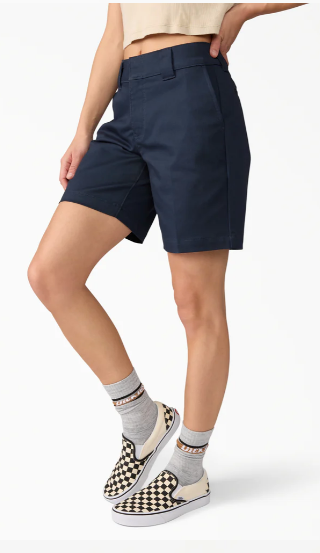 Dickies Women's Super Flex Flat Front Shorts, 9"