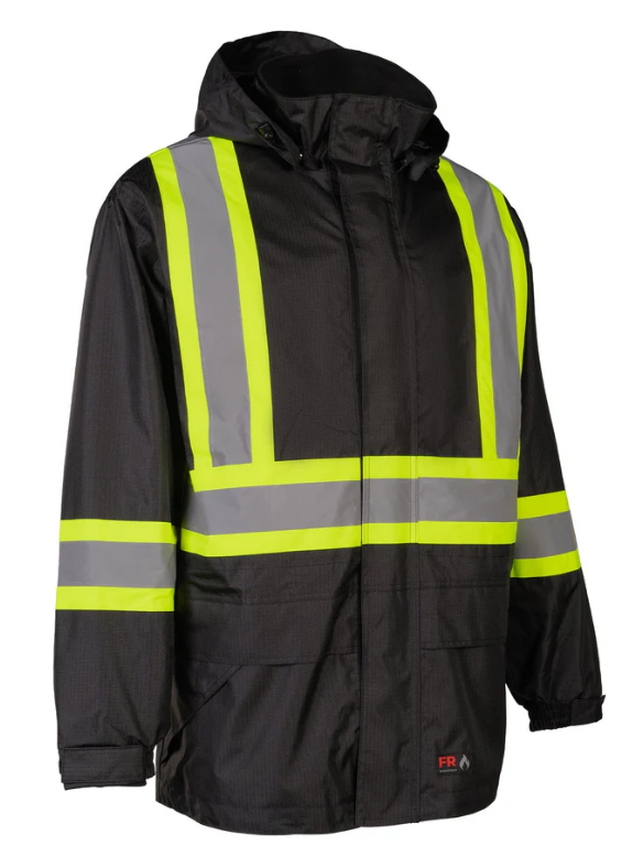 Forcefield Hi-Vis Black Flame-Resistant (FR) Ripstop Light Weight Jacket 024-FR705-LW-BK