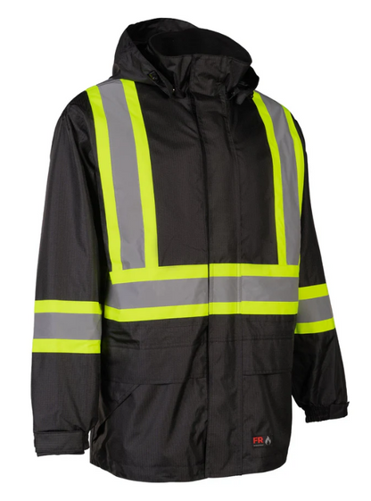 Forcefield Hi-Vis Black Flame-Resistant (FR) Ripstop Light Weight Jacket 024-FR705-LW-BK