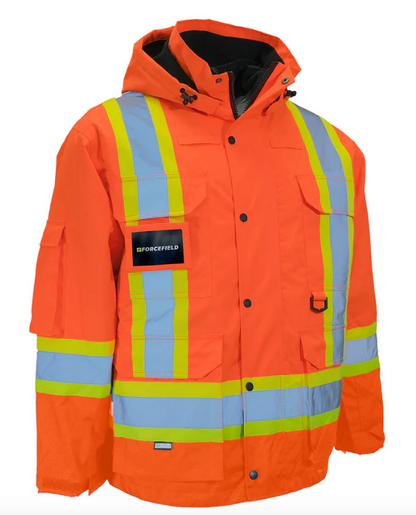 Forcefield 7-in-1 Hi Vis Safety Parka (All Orange) - 024-EN705RAOR-XL