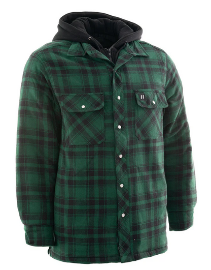 Forcefield Green Plaid Plaid Quilt-Lined Flannel Shirt Jacket 024-LC696QH-GR