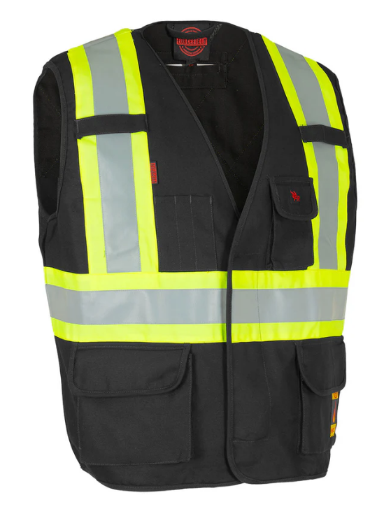 Forcefield Fire Resistant (FR) Cotton Duck Hi Vis Safety Vest 022-TVFR158BK
