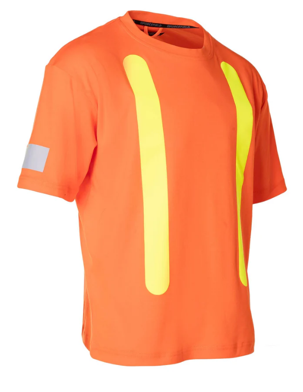 Forcefield Retro Safety Cotton Short Sleeve Tee With Reflective Arm Striping 022-RTROS