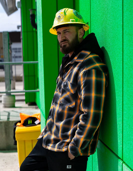 Forcefield Orange Ombre Plaid Hooded Quilt-lined Shirt Jacket 024-LC696QH-OMBKOR