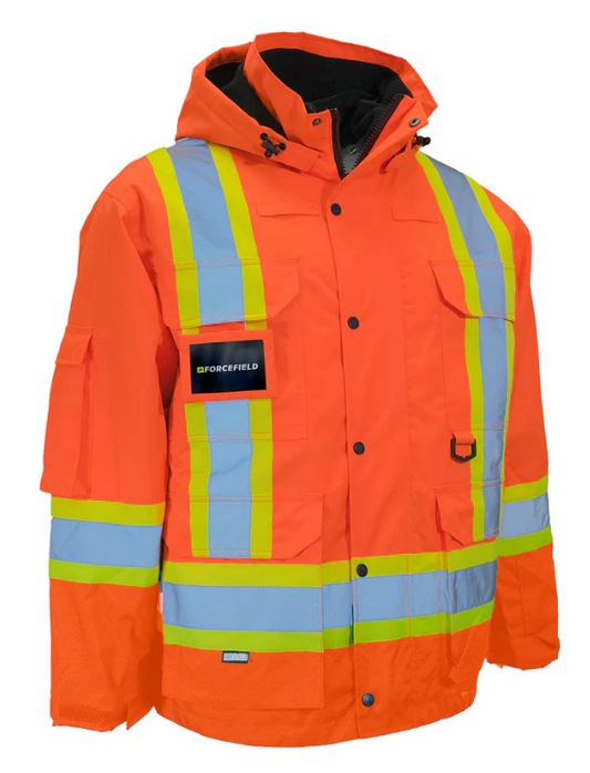 Forcefield 7-in-1 Hi Vis Safety Parka (All Orange) 024-EN705RA