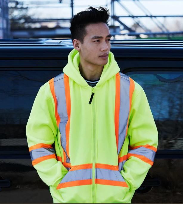 Forcefield Deluxe Hi Vis Safety Hoodie, Attached Hood 024-P834J