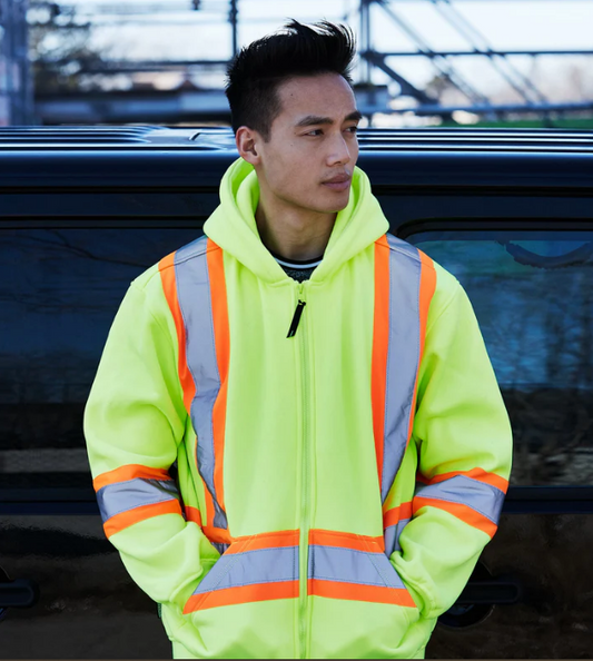 Forcefield Deluxe Hi Vis Safety Hoodie, Attached Hood 024-P834J