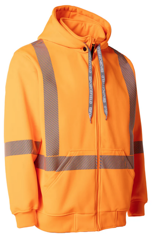 Forcefield Hi Vis Safety Hoodie with Segmented Reflective Tape and Detachable Hood 024-P844SEG