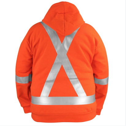 Big Bill® Hi-Vis Flame Resistant Wind Resistant Zip-Front Sweatshirt with Detachable Hood - Orange - RT27WP12