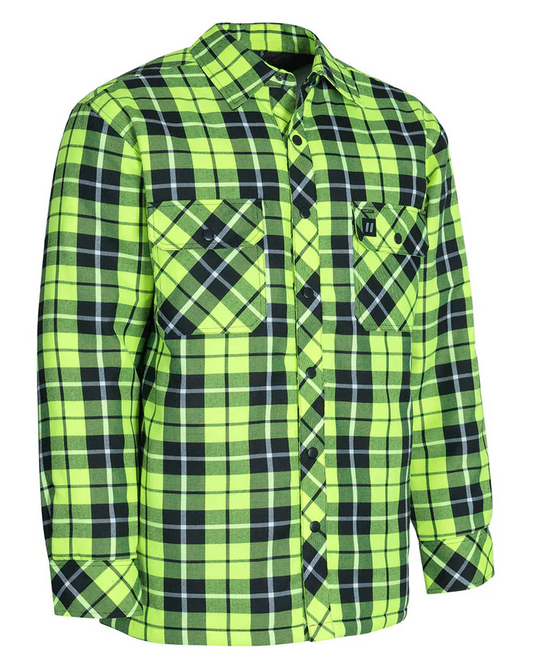 Forcefield Hi Vis Tartan Plaid Quilt-Lined Flannel Shirt Jacket 024-LC53QF-HYP