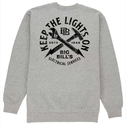 BIG BILL® Electrical Graphic Crewneck Sweatshirt - Gray - ES70