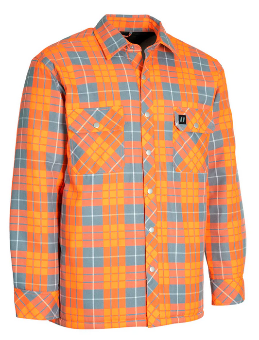 Forcefield Hi Vis Orange Plaid Quilt-Lined Flannel Shirt Jacket 024-LC53QF-HVO