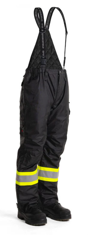 Forcefield Hi-Vis Flame-Resistant (FR) Ripstop Medium Weight Lined Bib Pants 024-FR235-MW-BK
