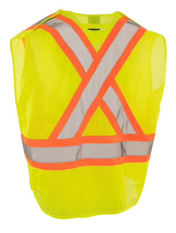 Forcefield 5-Point Tear-away Hi Vis Mesh Traffic Safety Vest, 3 Sizes 022-TV6PKTA