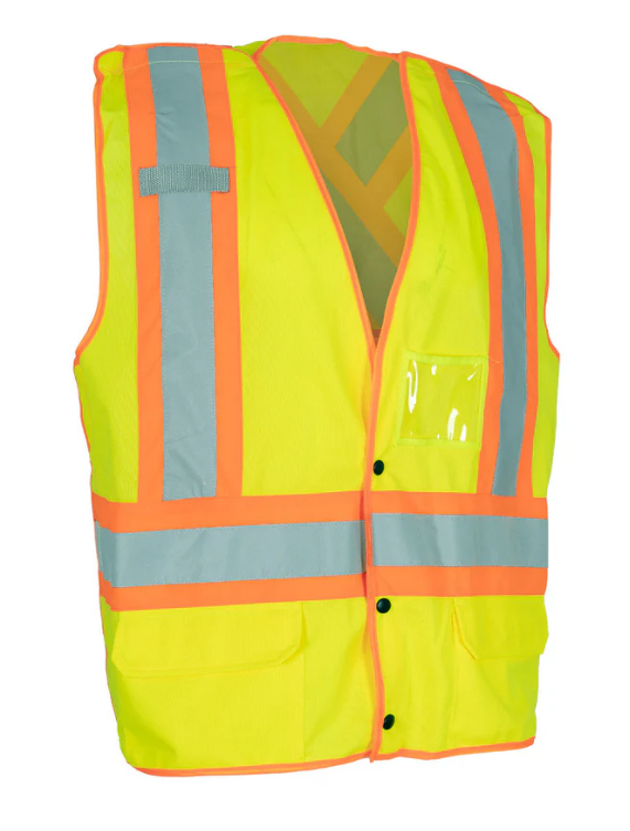 Forcefield 5-Point Tear-Away Hi Vis Traffic Safety Vest, Tricot Polyester 022-TV2S