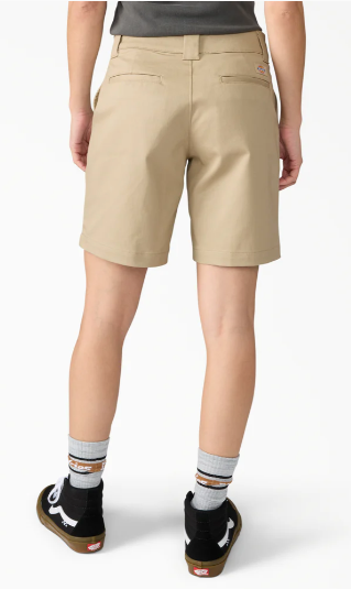 Dickies Women's Super Flex Flat Front Shorts, 9"