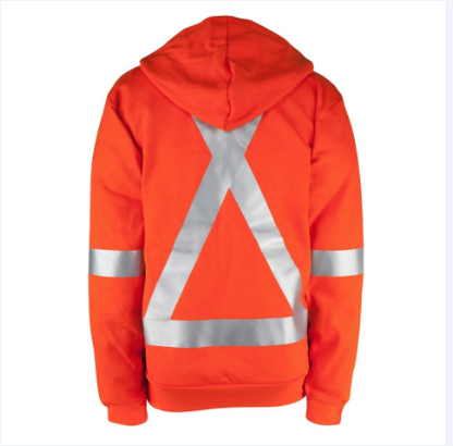 Big Bill® Flame Resistant Wind Resistant Hooded Sweatshirt with Half-Zip and Reflective Material - Orange - RT26WP12