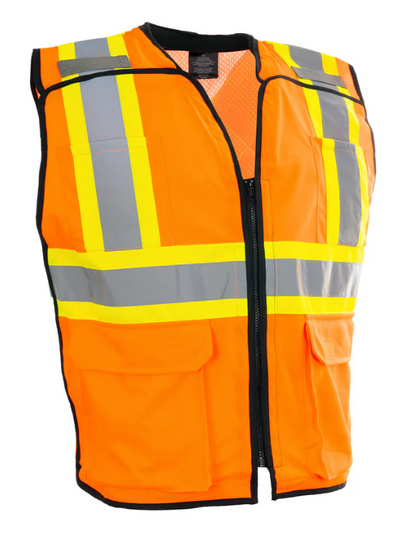 Forcefield Women's Zip-Up Hi Vis Traffic Safety Vest, 5 Point Tear-Away 022-TV188