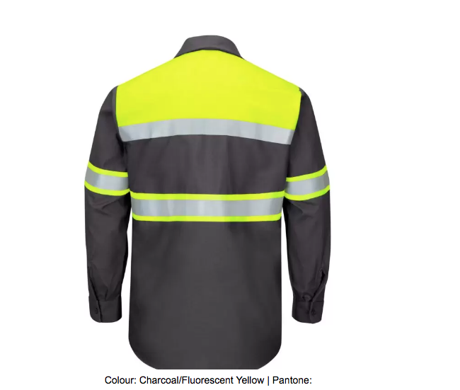 RED KAP® HI-VISIBILITY COLOUR BLOCK LONG SLEEVE RIPSTOP WORK SHIRT – TYPE O, CLASS 1 - SY70