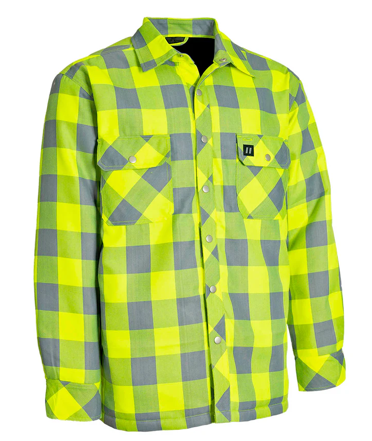 Forcefield Hi Vis Buffalo Plaid Quilt-Lined Flannel Shirt Jacket 024-LC53QF-HVBP
