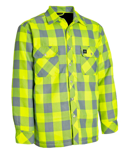 Forcefield Hi Vis Buffalo Plaid Quilt-Lined Flannel Shirt Jacket 024-LC53QF-HVBP