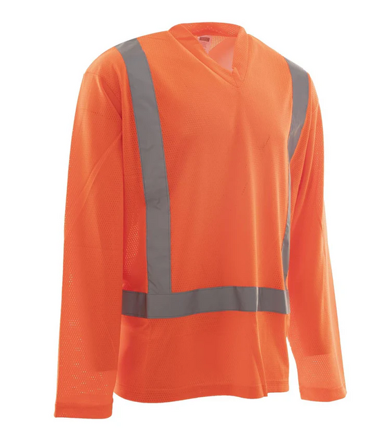Forcefield Orange Poly Mesh Long Sleeve V-neck T-shirt - 3XL 022-MTMLSCSA