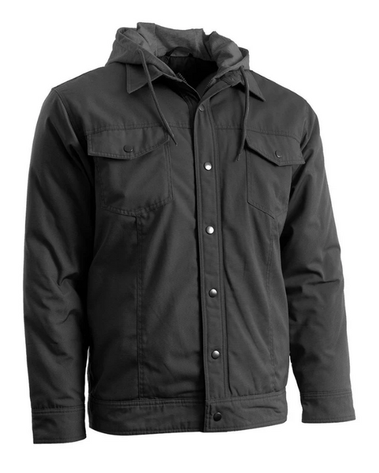 Forcefield Canvas Jacket with Fooler Hoodie and Flannel Lining Forcefield Canvas Jacket with Fooler Hoodie and Flannel Lining 024-GT40BKF