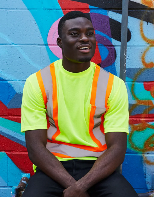 Forcefield Hi Vis Crew Neck Short Sleeve Safety Tee Shirt with Chest Pocket 022-CBECSA