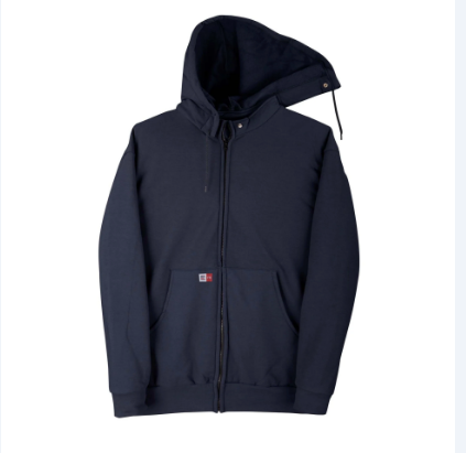 Big Bill® Flame Resistant Zip-Front Sweatshirt with Detachable Hood - Navy - DW27S11