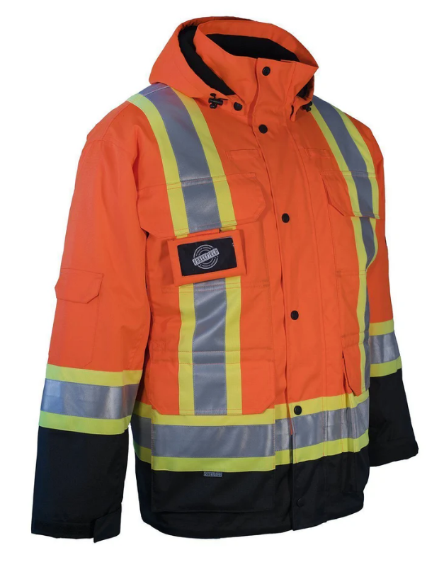 Forcefield 3-in-1 Hi Vis Winter Safety Parka with Removable Black Nylon Puff Jacket 024-EN788