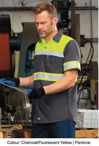 RED KAP® HI-VISIBILITY COLOUR BLOCK SHORT SLEEVE RIPSTOP WORK SHIRT – TYPE O, CLASS 1 - SY80
