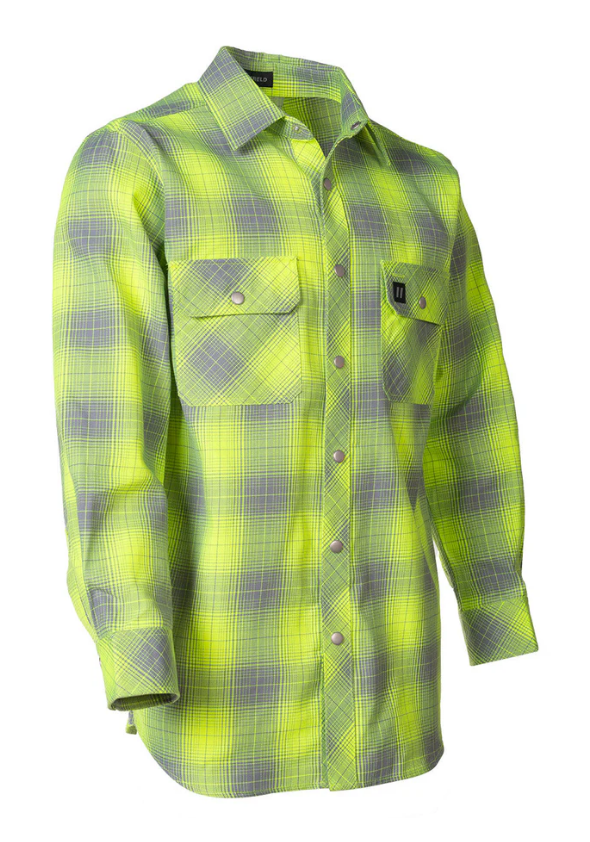 Forcefield Hi Vis Grey Shadow Plaid Unlined Flannel Shirt 024-LC43FS-SPGY