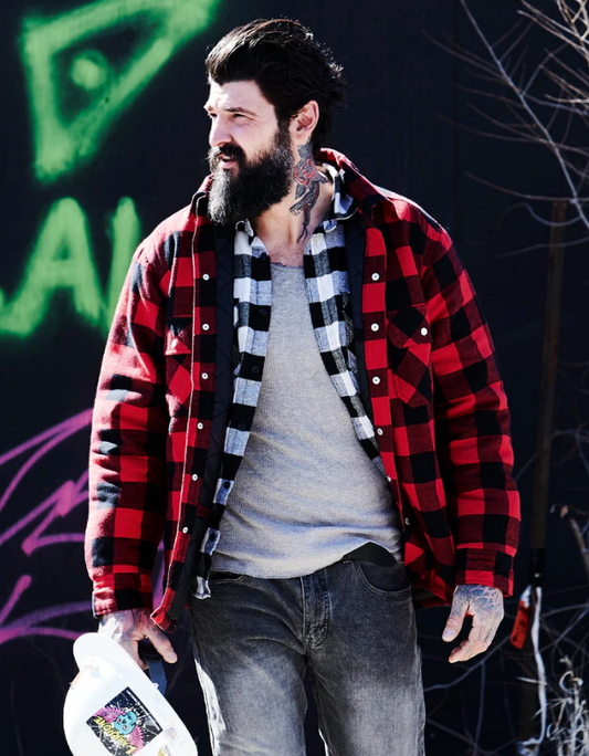 Forcefield Red Buffalo Plaid Quilt-Lined Flannel Shirt Jacket 024-LC53QF-BP